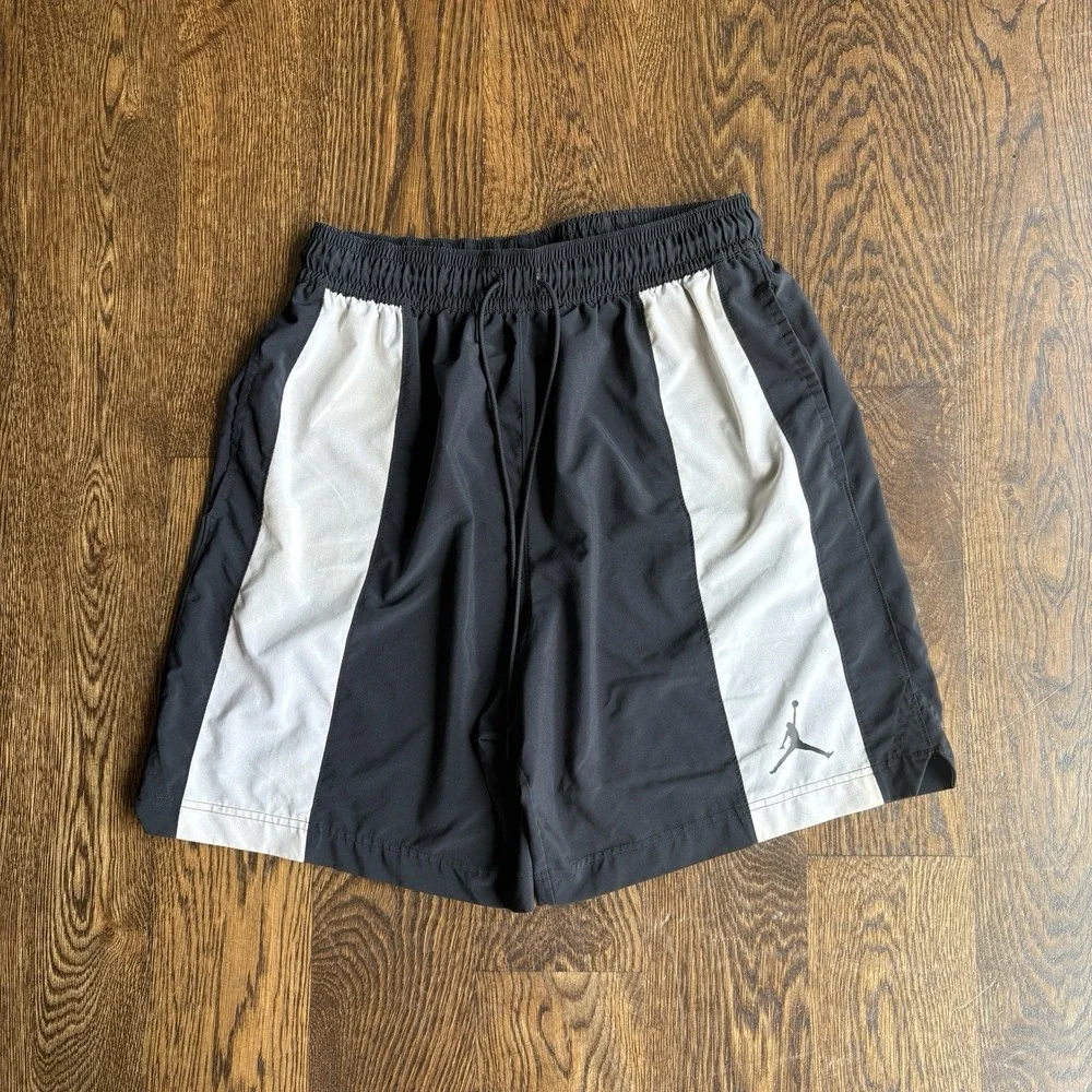 Jordan Mens L Woven Training Shorts Black White Panel Gym Basketball Athletic